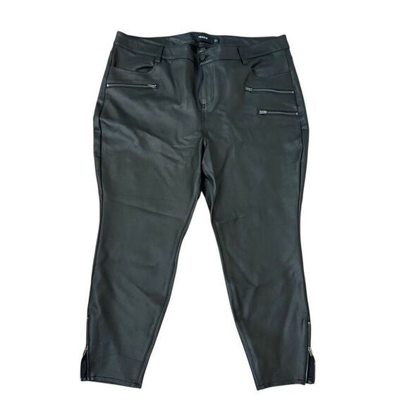 Torrid Black Coated Ponte Multi Zip Skinny Ankle Pants Faux Leather Size 22 R - Picture 1 of 6